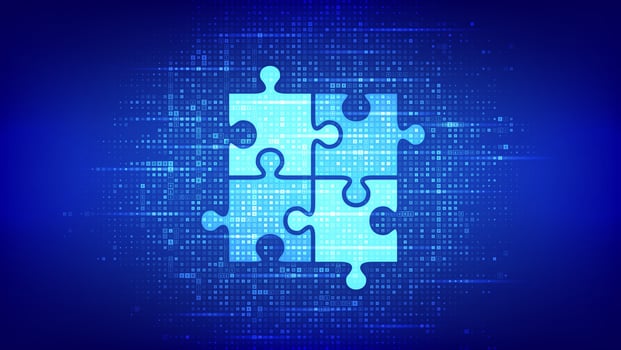 Teamwork icon made with currency symbols. Business Partnership. Global financial cooperation. Puzzle Team elements. Dollar, euro, yen and pound icons. Background with currency signs. Vector. vector