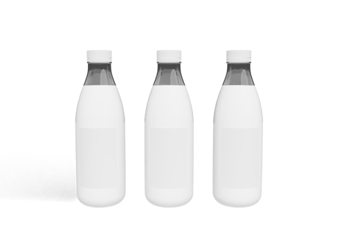 Milk bottle packaging mockup png