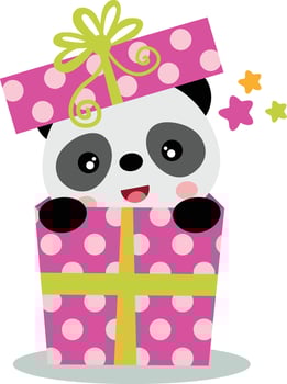 Surprise happy birthday with cute panda coming out of a gift box vector