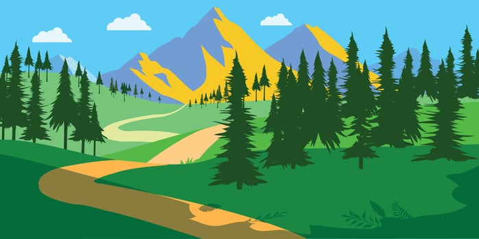 Mountain green field alpine landscape nature vector