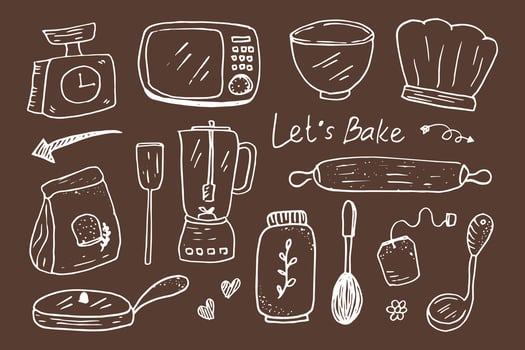 Cute Doodle Kitchen Theme Collection vector