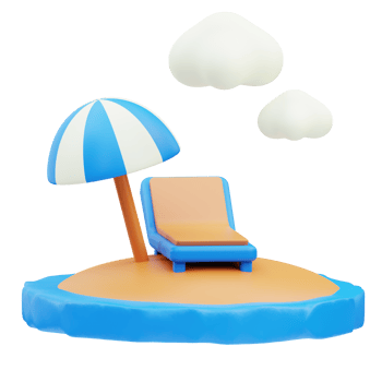 Beach Travel 3D Illustration png
