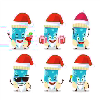 Santa Claus emoticons with blue christmas socks cartoon character vector