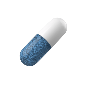 Blue capsule on isolated background. Health and medical concept. png