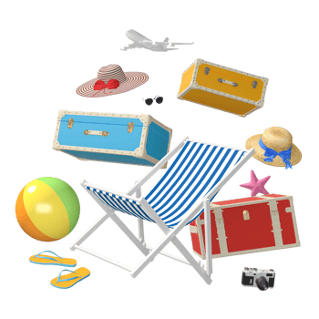 Beach travel summer holiday vacation accessories png