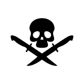 skull with dagger or knife black symbol. silhouette skull logo vector