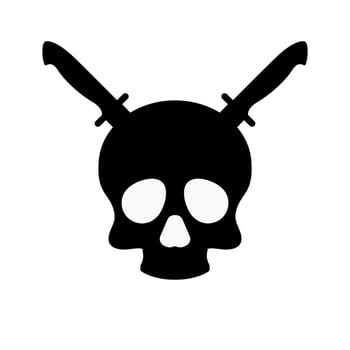 skull with dagger or knife black symbol. silhouette skull logo vector