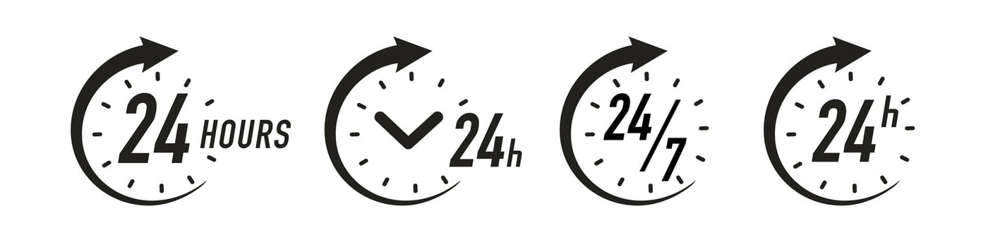 24 hours timer vector symbol black color
