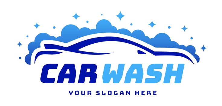 Car wash logotype blue color flat style isolated vector