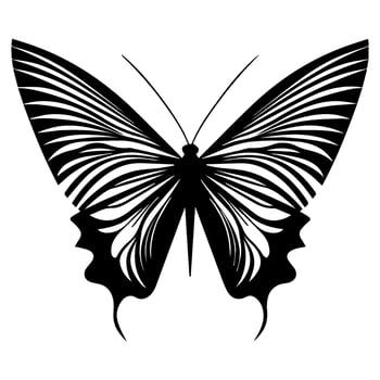 butterfly tattoo totem vector icon, illusions pattern wings.