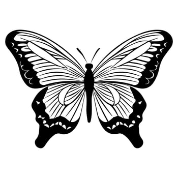 butterfly tattoo totem vector icon, illusions pattern wings.