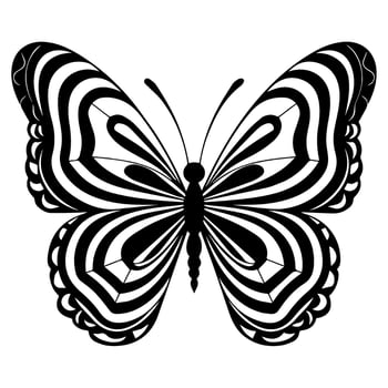 butterfly tattoo totem vector icon, illusions pattern wings.