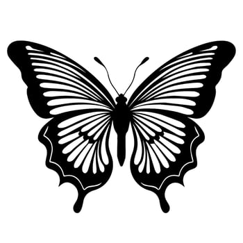 butterfly tattoo totem vector icon, illusions pattern wings.