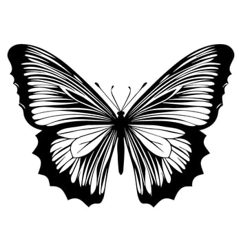 butterfly tattoo totem vector icon, illusions pattern wings.