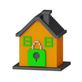 3d icon home cyber security illustration concept icon render png