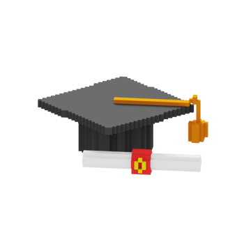 3d voxel icon cap graduation education illustration concept icon render png