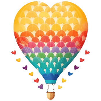 A colorful hot air balloon is flying in the sky, Watercolor illustration png