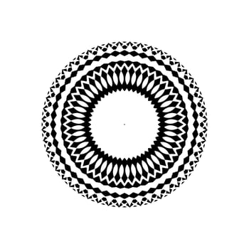 Geometrical Motive Pattern, Artistic Circle-Shaped, Monochrome and Minimalism, Modern Contemporary Mandala, for Decoration, Background, Decoration or Graphic Design Element. Vector Illustration