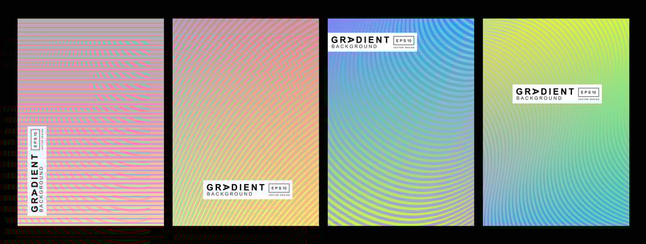 Set of cover design template with different modern abstract lines gradient style on background for decorative presentation, brochure, catalog, poster, book, magazine etc, vector illustration