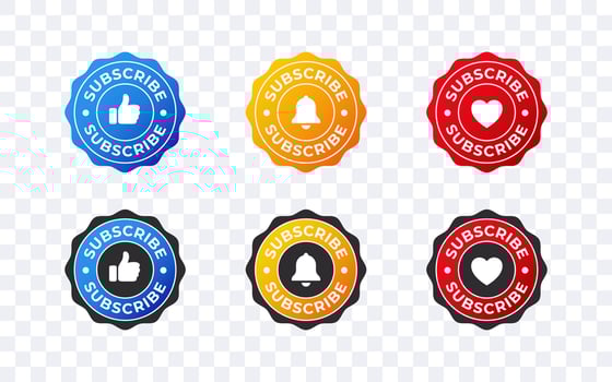 Recommend banner. Subscribe and share icons. Social media icons. Vector scalable graphics