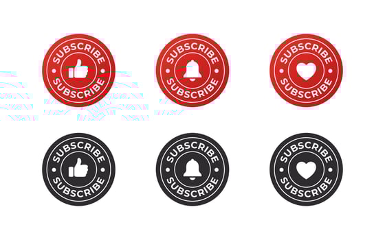 Subscribe and share icons. Social media buttons. Vector scalable graphics