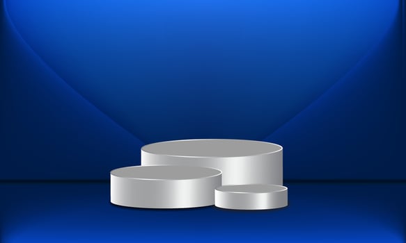 3d podium display product studio room  color gray background  silver  metal. vector