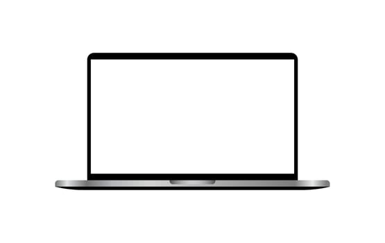 Black Laptop Device White Display Isolated Vector Illustration