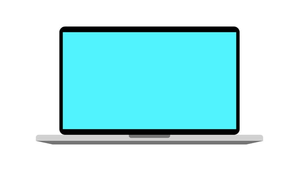 Flat Laptop Device Blue Screen Vector Illustration