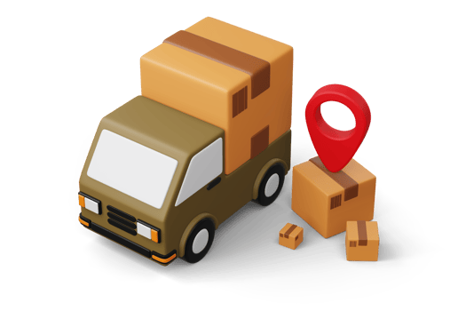 Delivery truck with parcel box, transport vehicle, 3d rendering png
