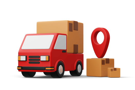 Delivery truck with parcel box, transport vehicle, 3d rendering png