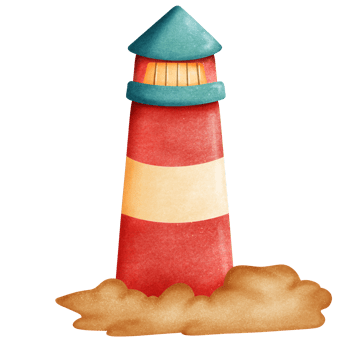 Cute lighthouse with sand png