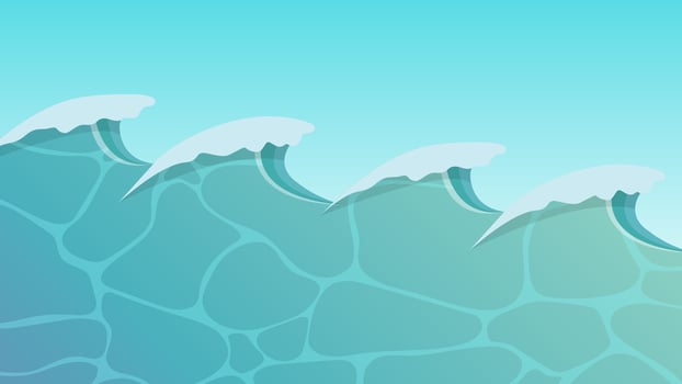 Tropical blue sea waves. Ocean background. Vector illustration