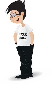 cartoon man using freedom shirt vector