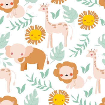 Cute Tropical Animal Forest Seamless Pattern vector