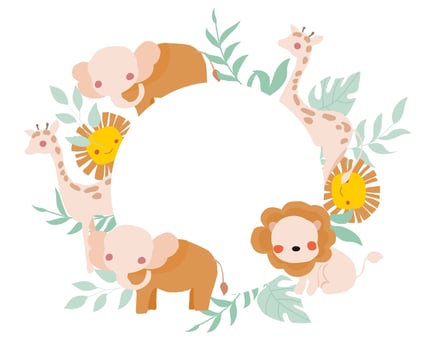 Cute Tropical Animal Forest Wreath vector