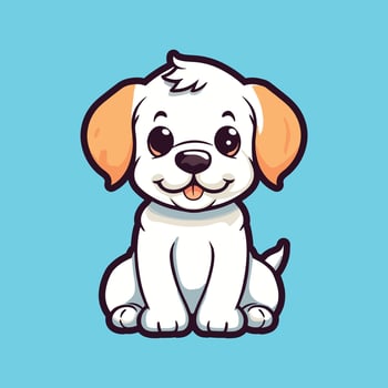 simple puppy cartoon dog on blue background vector