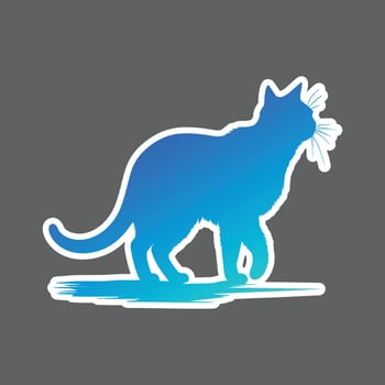 sticker of blue cat walking vector