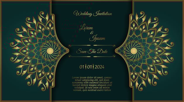 vintage invitation card, with mandala ornament vector