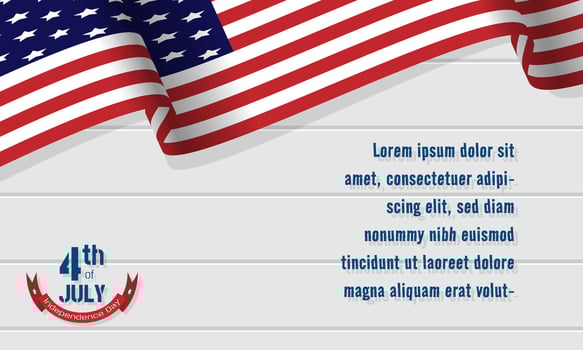Happy 4th of July Independence Day background with American flag and copy space area vector