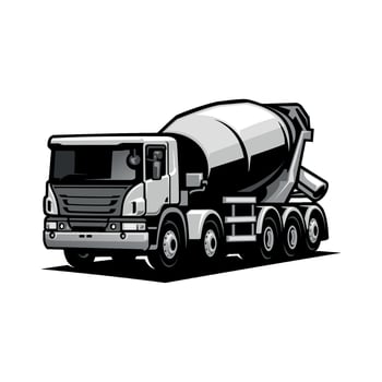 concrete mixer truck, construction vehicle illustration logo vector