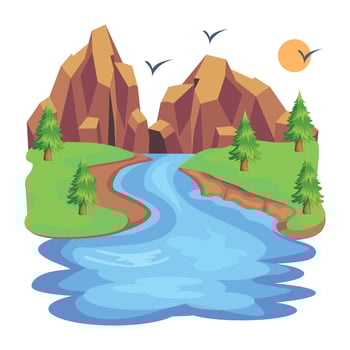 Pack of Beautiful Mountains Flat Vector Designs