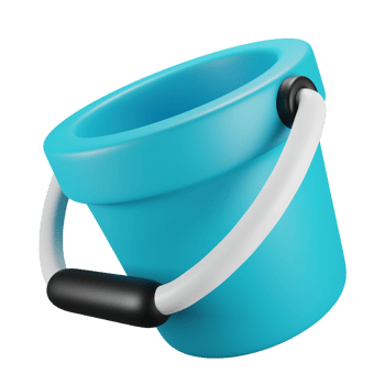 3D render beach bucket of summer png