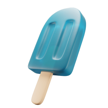 3D render blue ice pop png