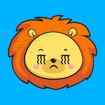 Lion Crying Face Head Kawaii Sticker vector