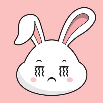 Rabbit Crying Face Bunny Head Kawaii Sticker vector