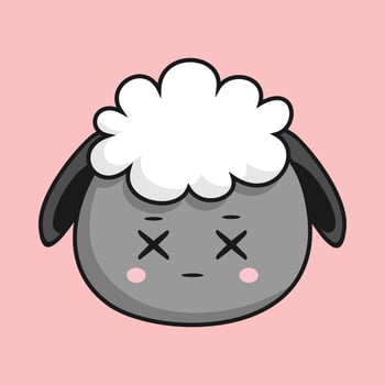 Sheep Dizzy X Eye Face Cartoon Head Sheep Sticker vector