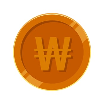 Korean Won Bronze Coin Money Copper Vector