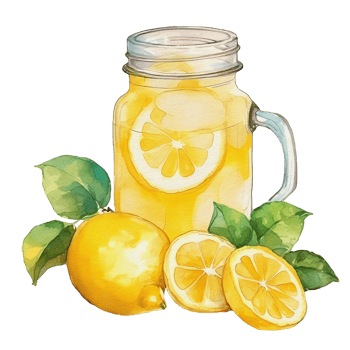 watercolor lemon, aesthetic png