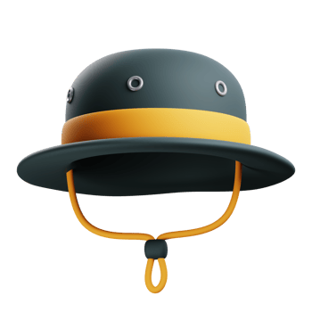 Stay protected under the sun with this 3D icon of a camping hat. Perfect for camping, hiking, and outdoor-themed designs. png