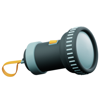 Illuminate your outdoor adventures with this 3D icon of a flashlight. Perfect for camping, hiking, and outdoor-themed designs png